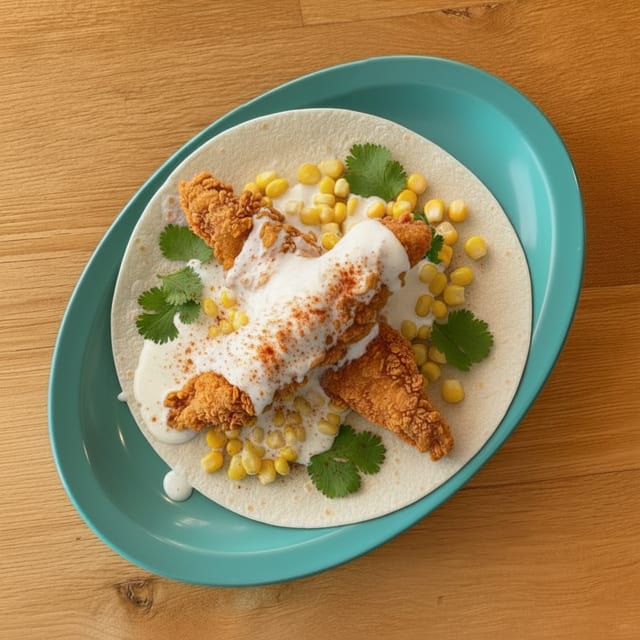 Fried Chicken Elote Taco.