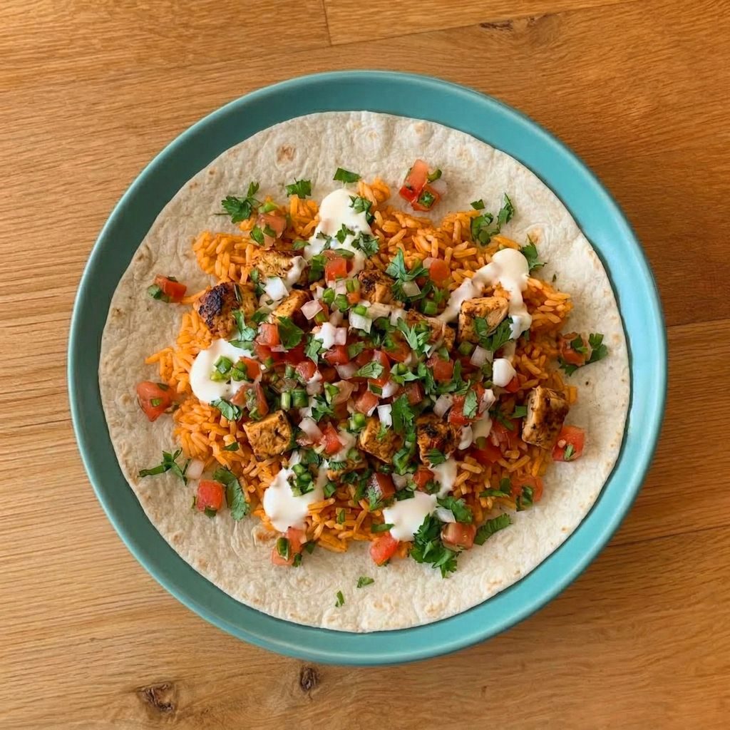 Queso Chicken & Rice Taco.